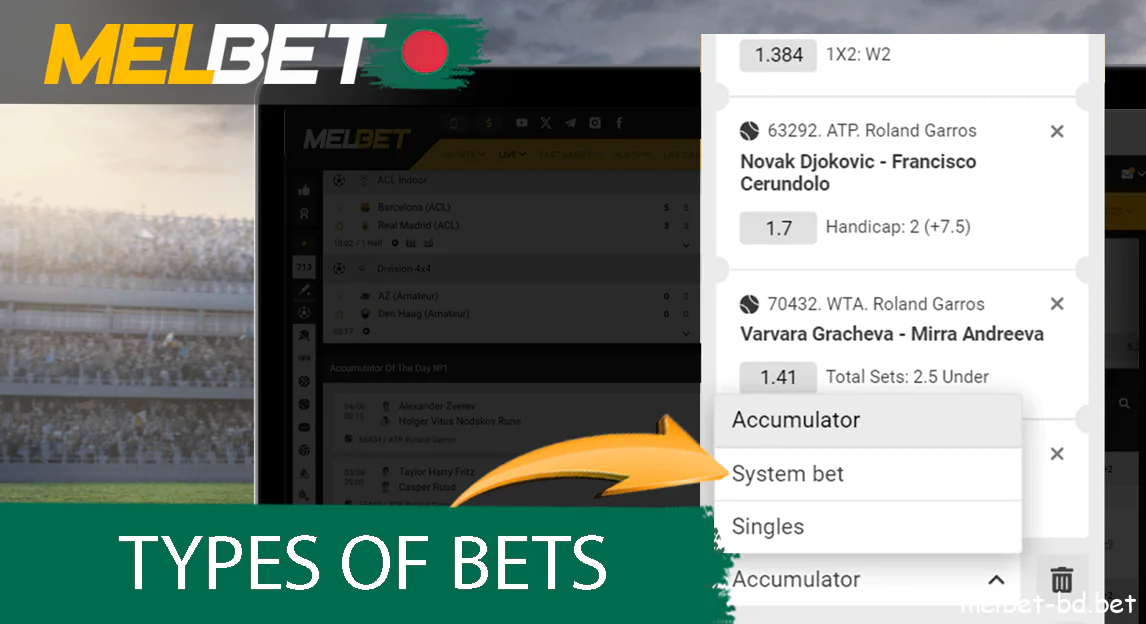 Three tipes of bet on Melbet